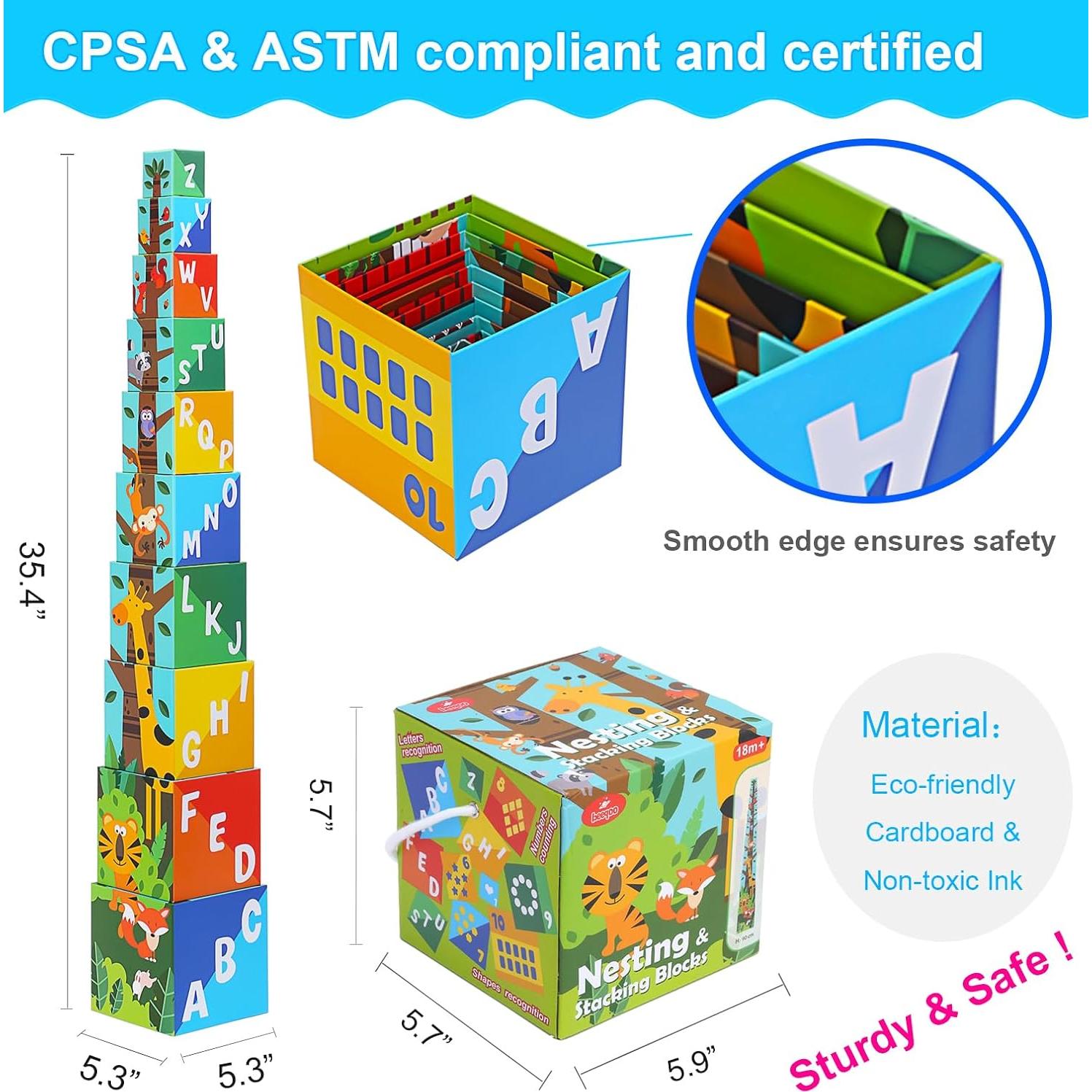 Bloques de Clasificación y Apilamiento Beeqoo - Set de 10 Cubos Educativos