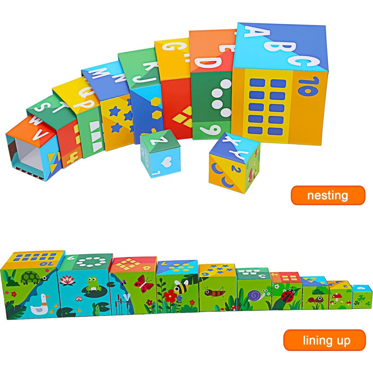 Bloques de Clasificación y Apilamiento Beeqoo - Set de 10 Cubos Educativos