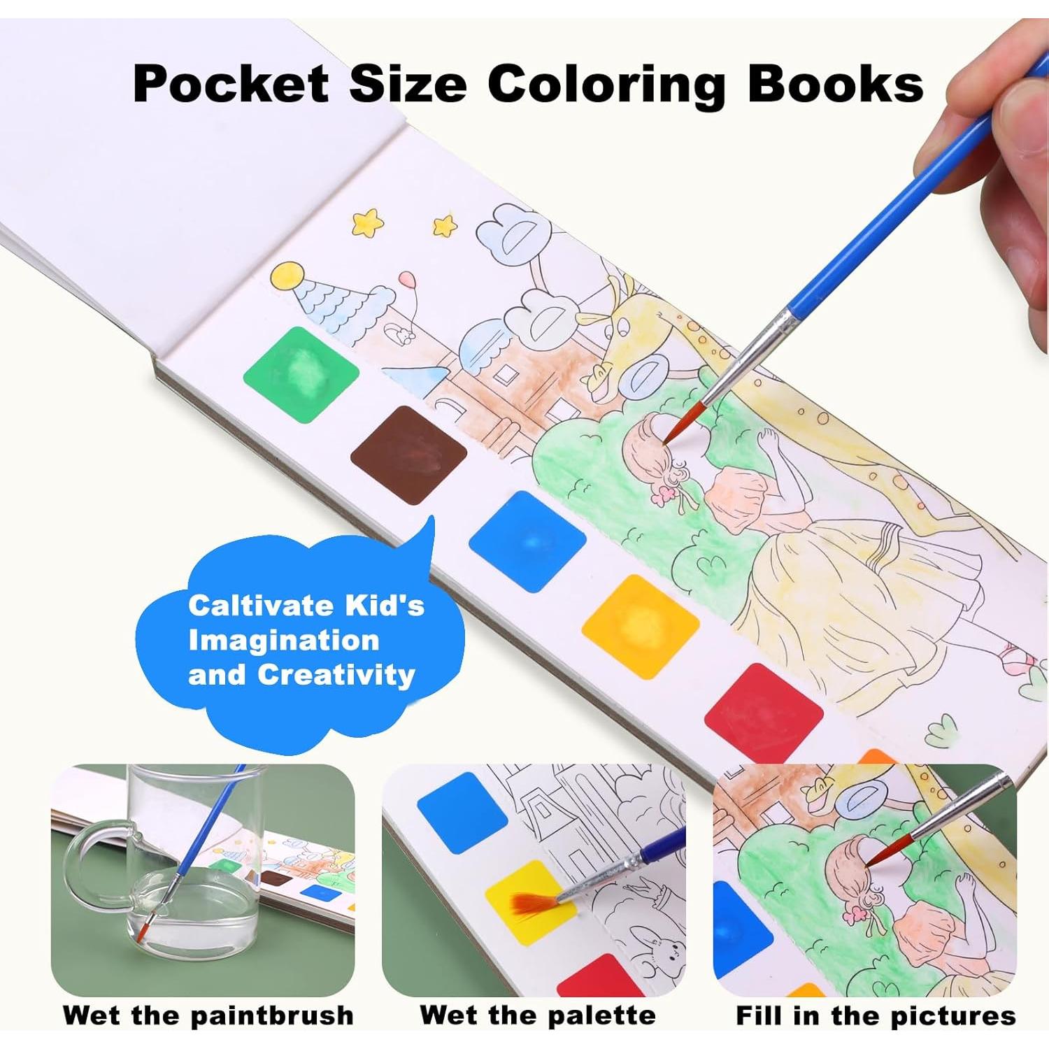 Kit de Pintura Acuarela para Niños Plzoslly - 4 Libros de 19x8cm