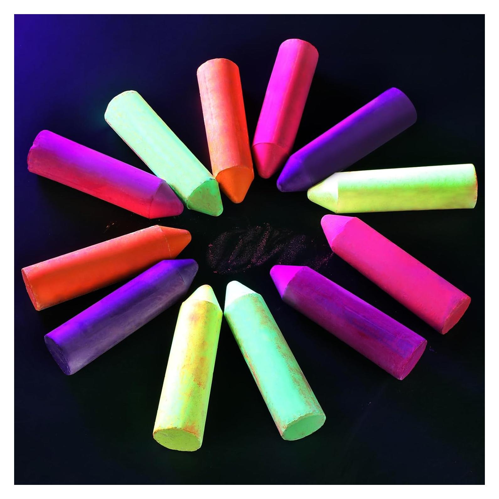 Tiza Neón Lavable Feifeiya 12 Pcs Brilla en la Oscuridad