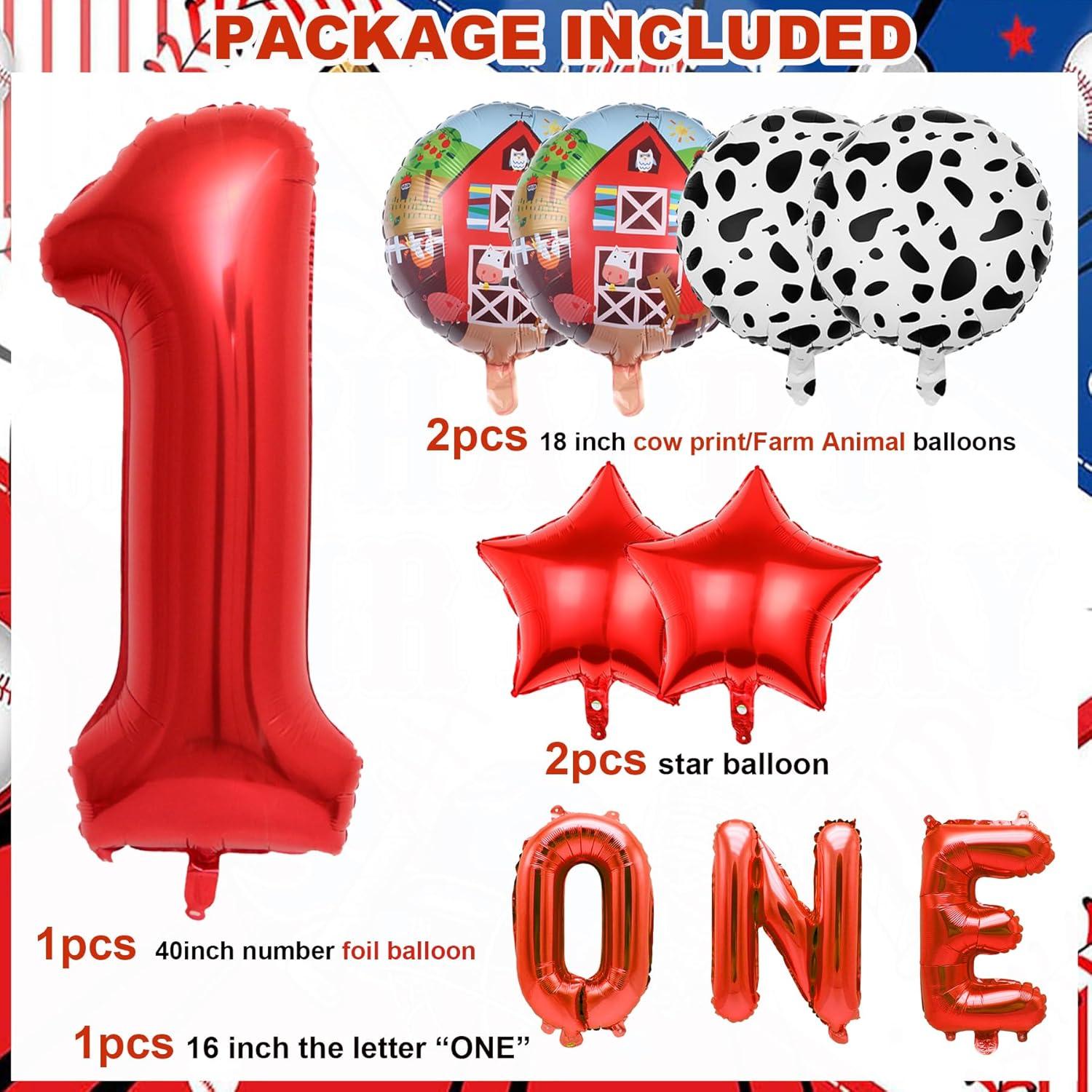 Juego de Globos de Fiesta de Animales de Granja Mylar 1 Año