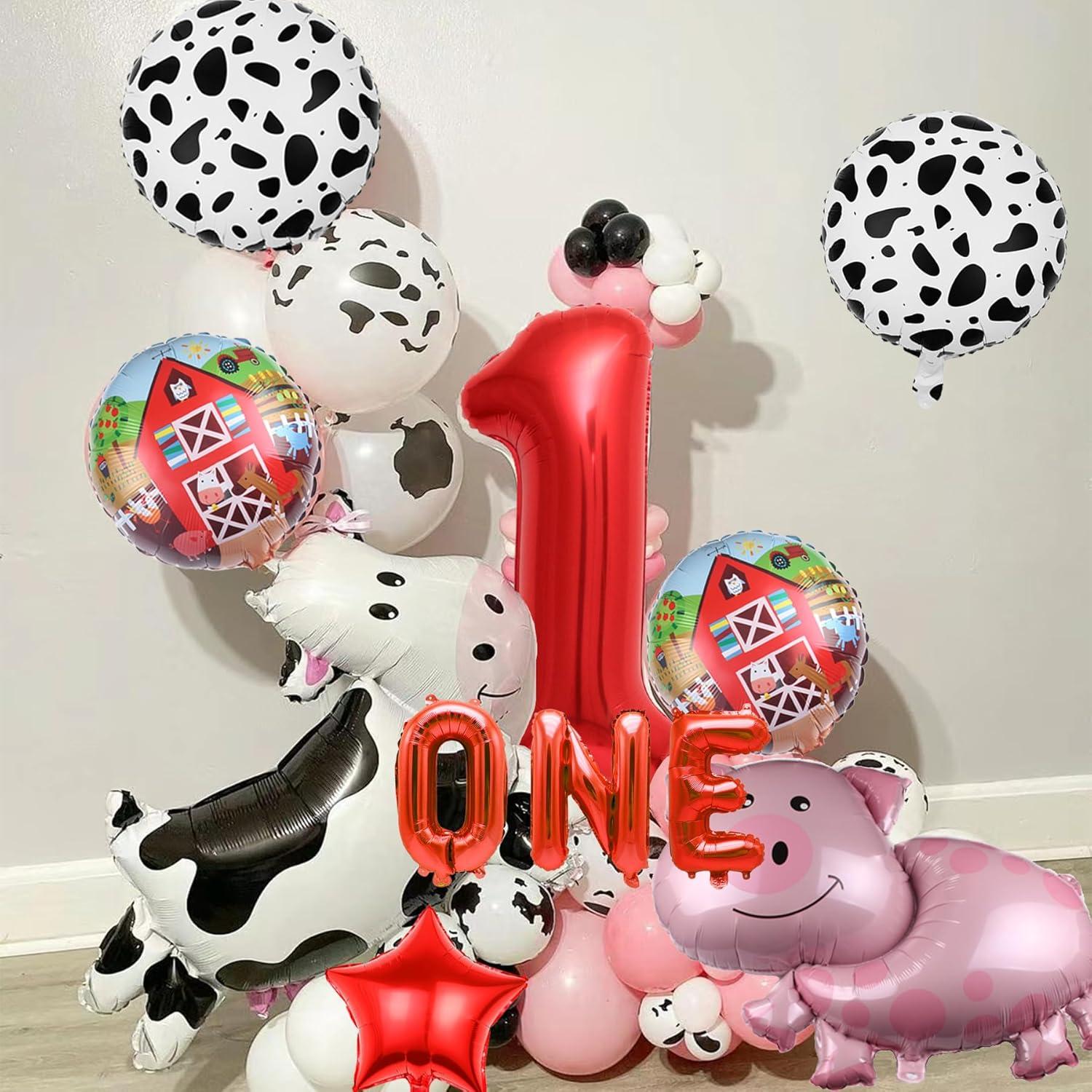 Juego de Globos de Fiesta de Animales de Granja Mylar 1 Año