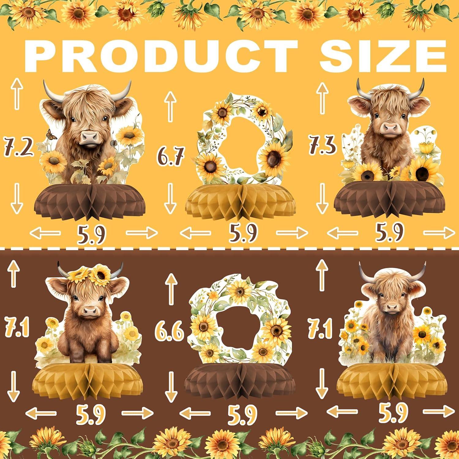 Centros de Mesa Baby Shower Vaca de las Tierras Altas 12PCS