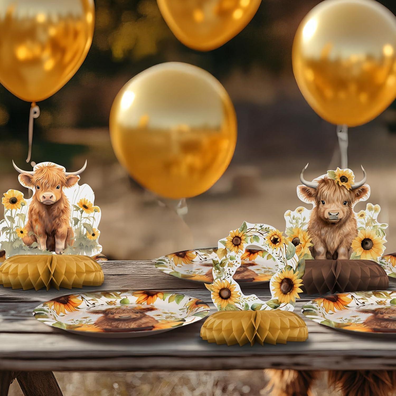 Centros de Mesa Baby Shower Vaca de las Tierras Altas 12PCS