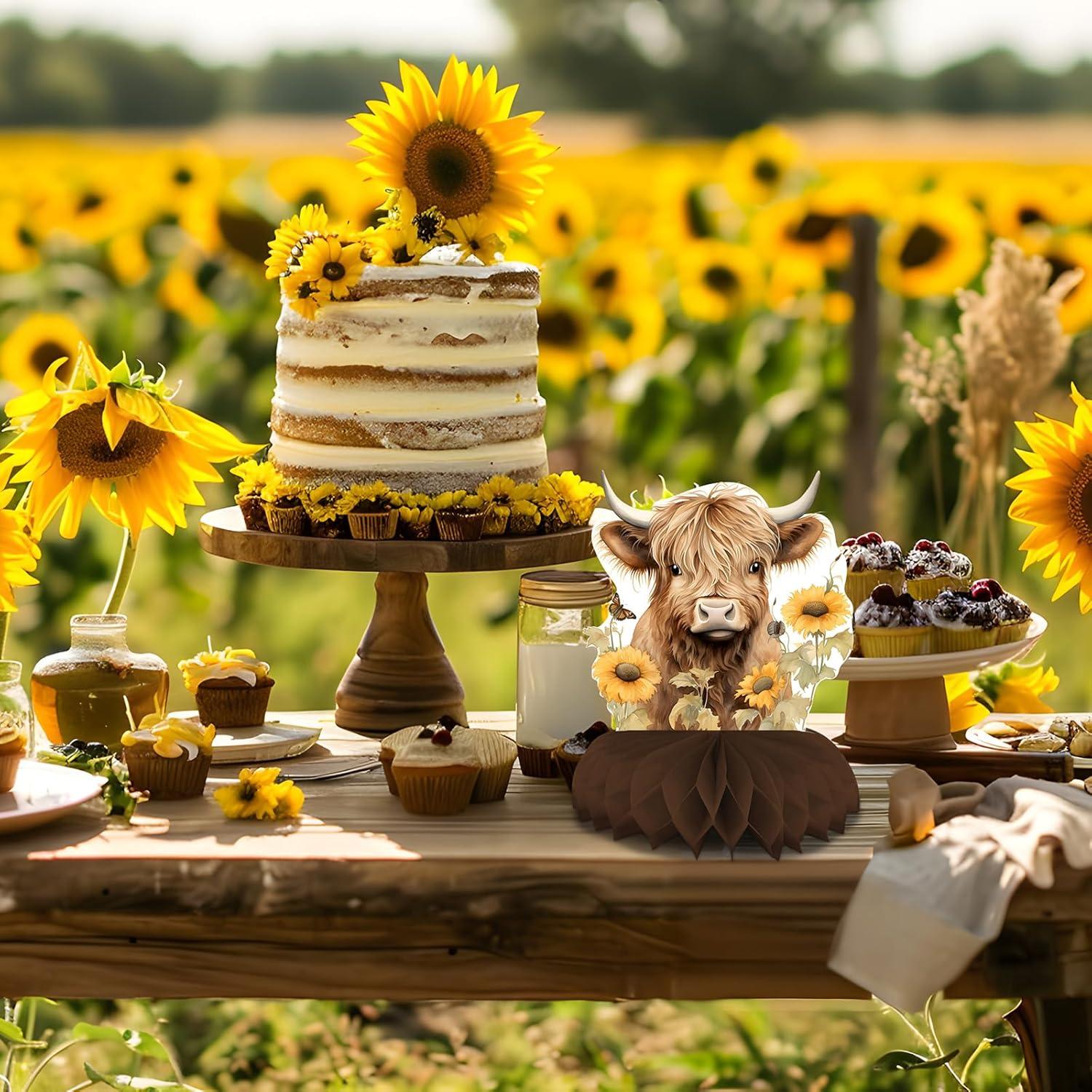 Centros de Mesa Baby Shower Vaca de las Tierras Altas 12PCS