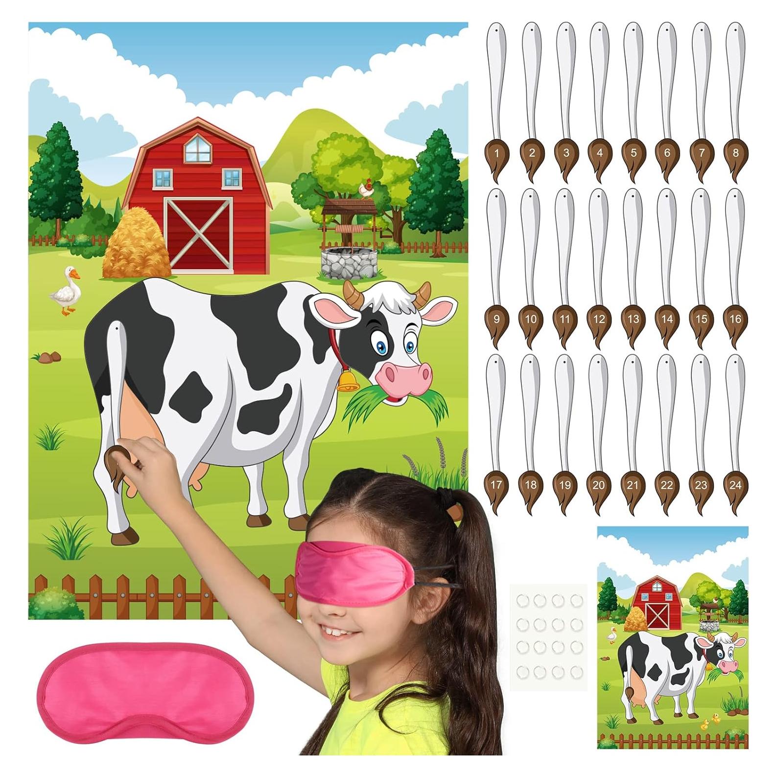 Juego de Fiesta para Niños PLULON Vaca con Póster y Pegatinas