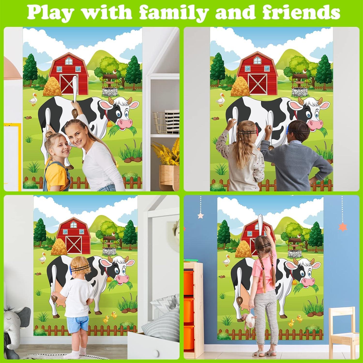 Juego de Fiesta para Niños PLULON Vaca con Póster y Pegatinas