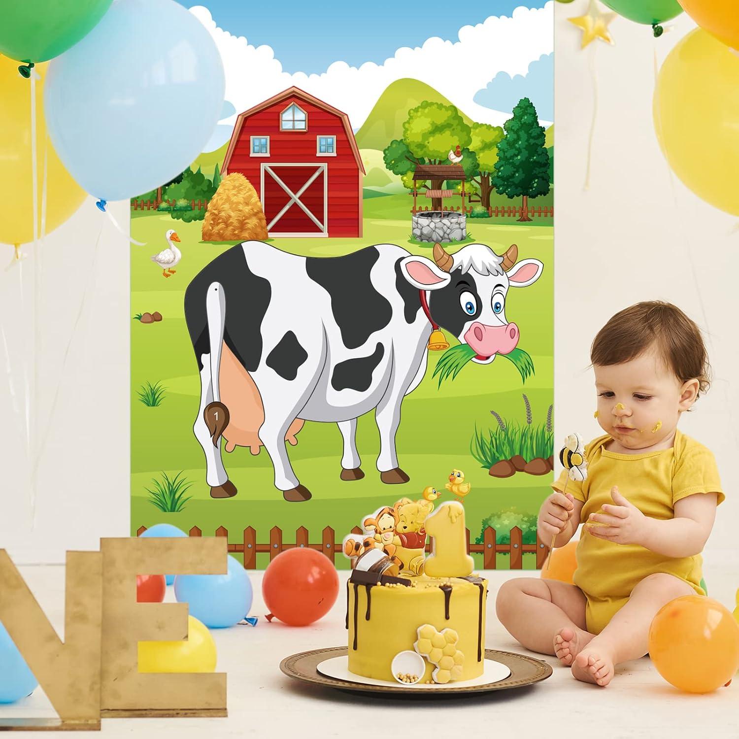 Juego de Fiesta para Niños PLULON Vaca con Póster y Pegatinas