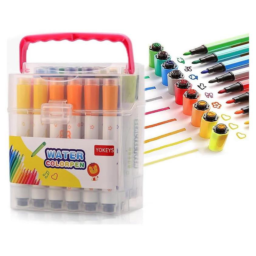Marcadores de Sello Lavables YOKEYS 24 Colores para Niños