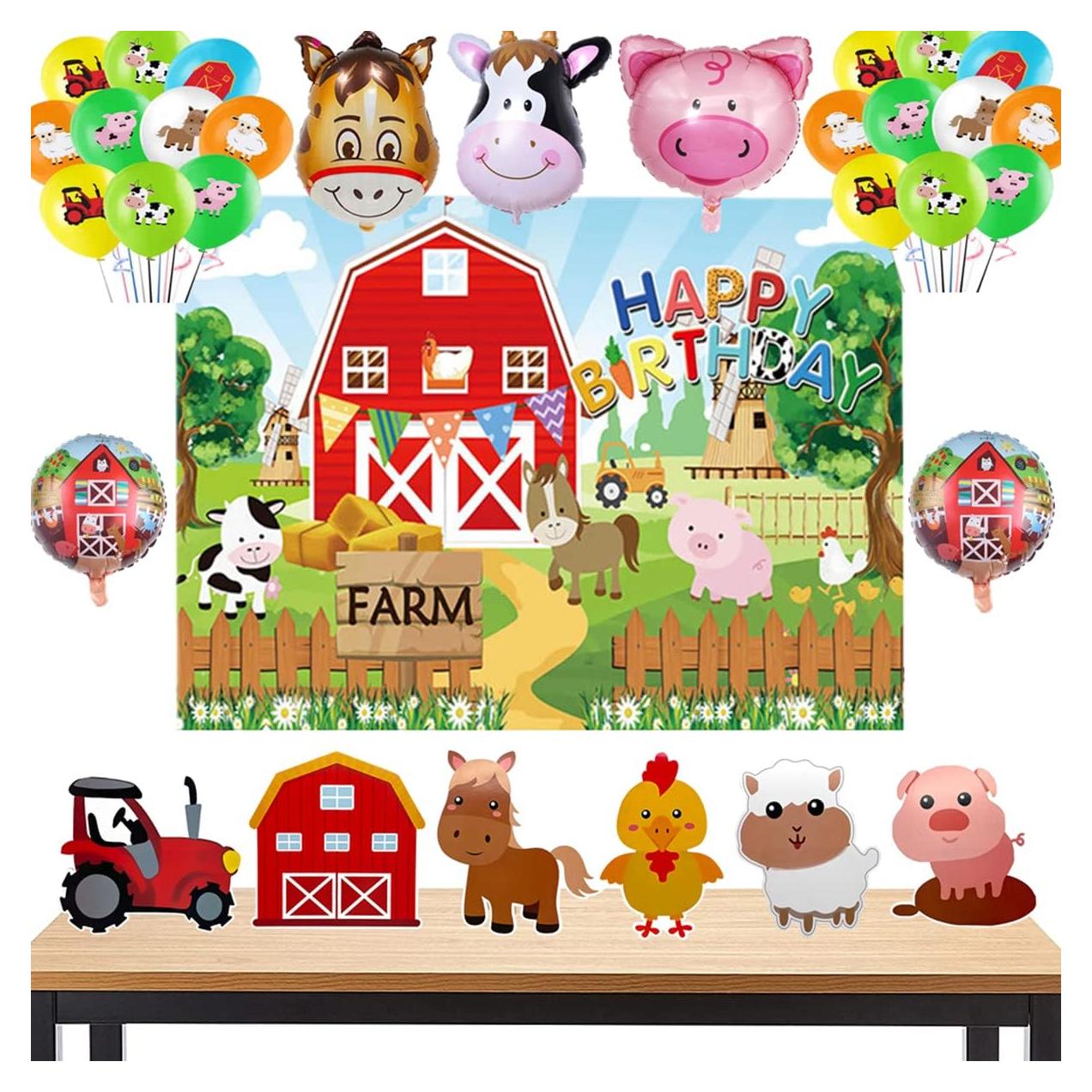 36 Piezas Suministros de Fiesta Tema Granja RFAPTDM