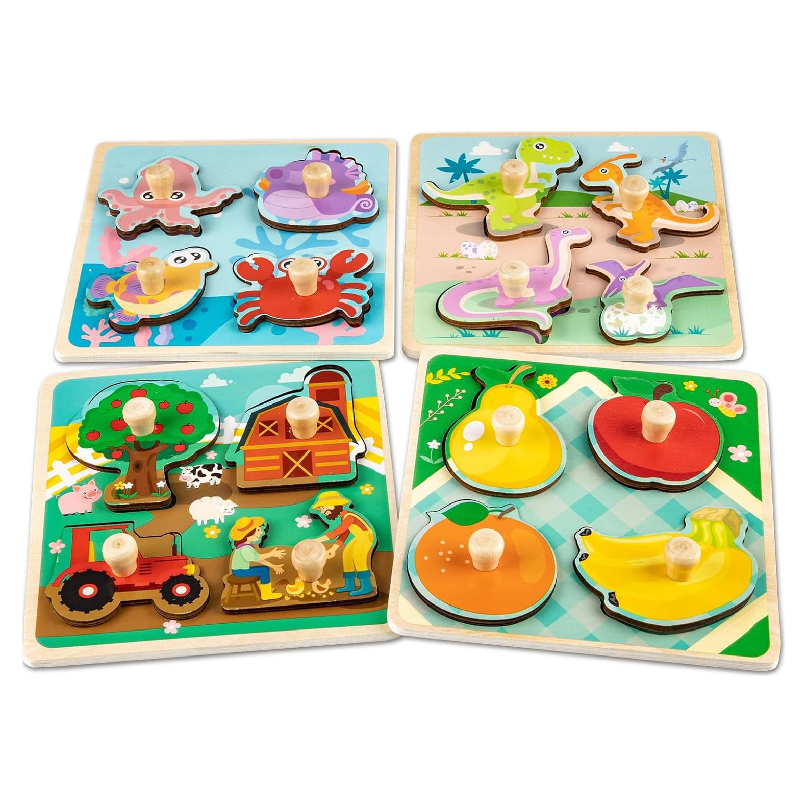 Rompecabezas de Madera Funsland 4 Piezas Animales Ecológicos