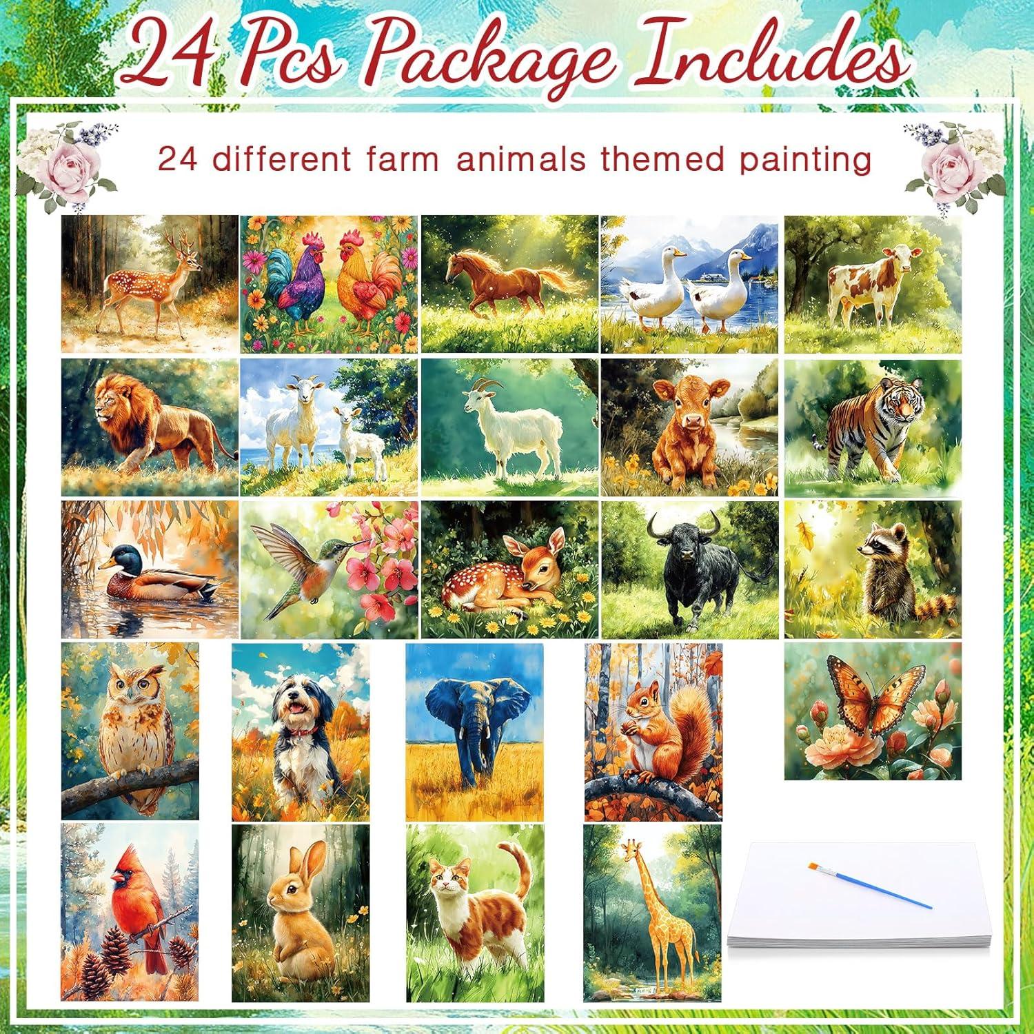 Set de Pintura con Agua Trandraft 24 Pcs Animales de Granja