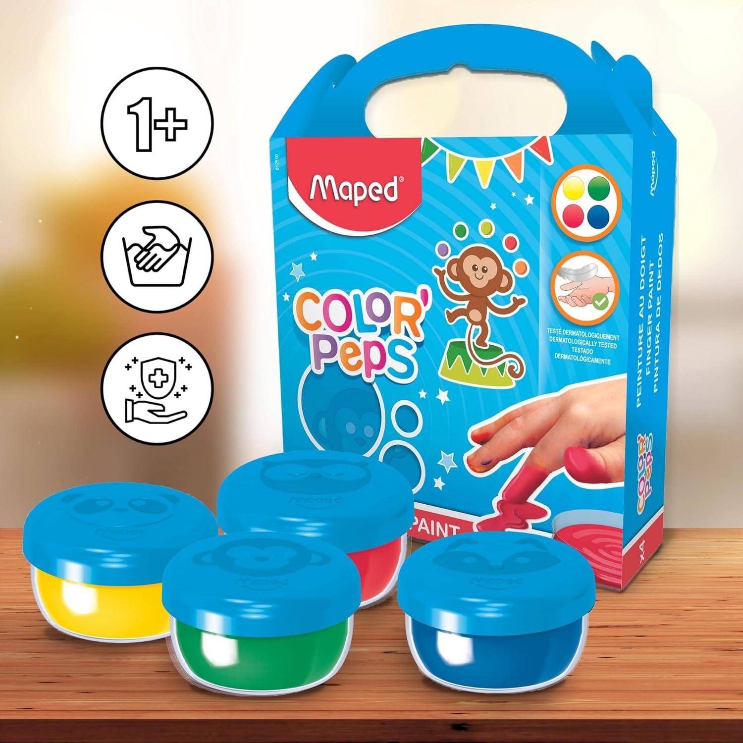 Pintura de Dedos Maped Mi Primera - 4 Colores Lavables 355ml