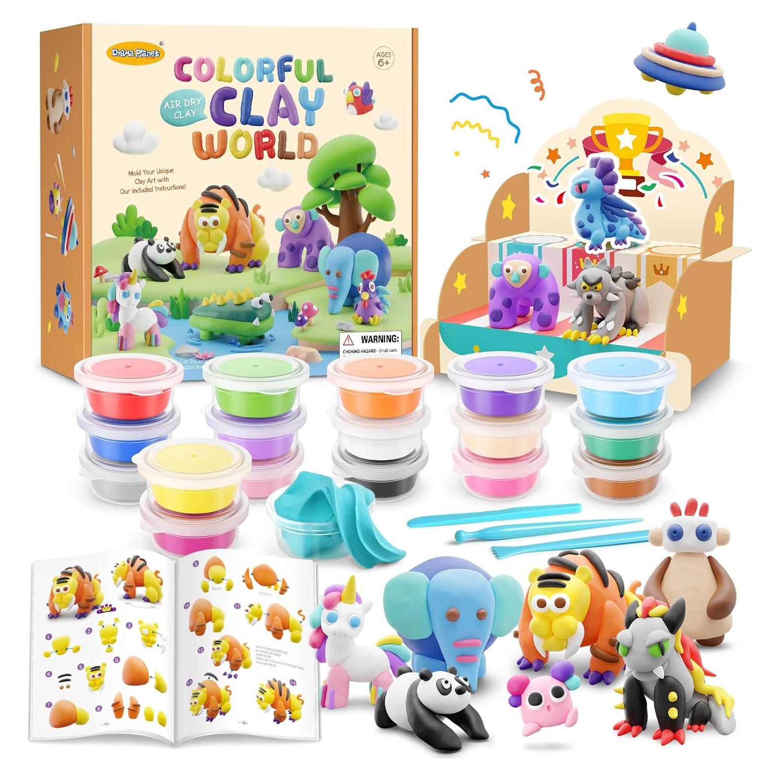 Kit de Arcilla Secada al Aire Drama Planet - 18 Latas y Guía