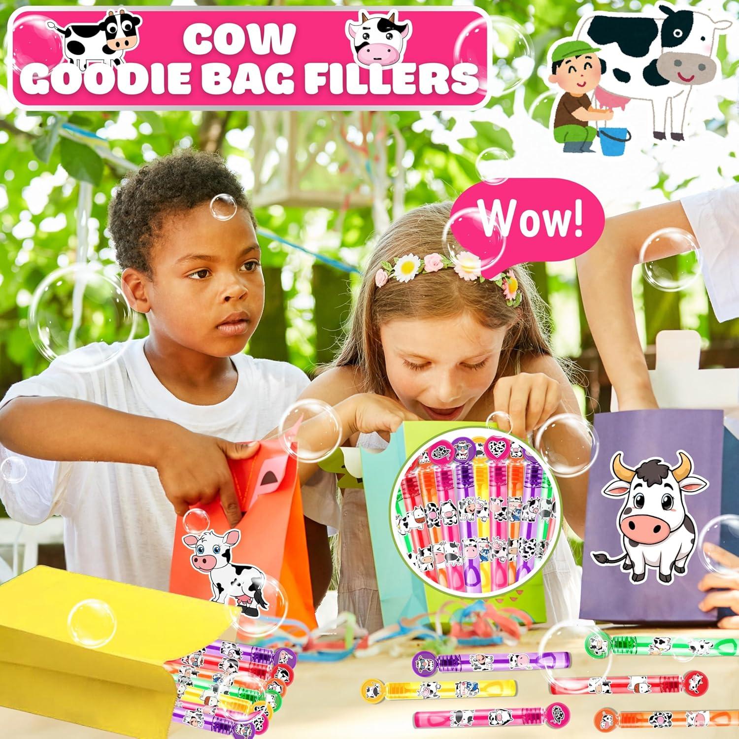 Varitas de Burbujas Temáticas de Vaca - 24PCS para Fiesta de Granja