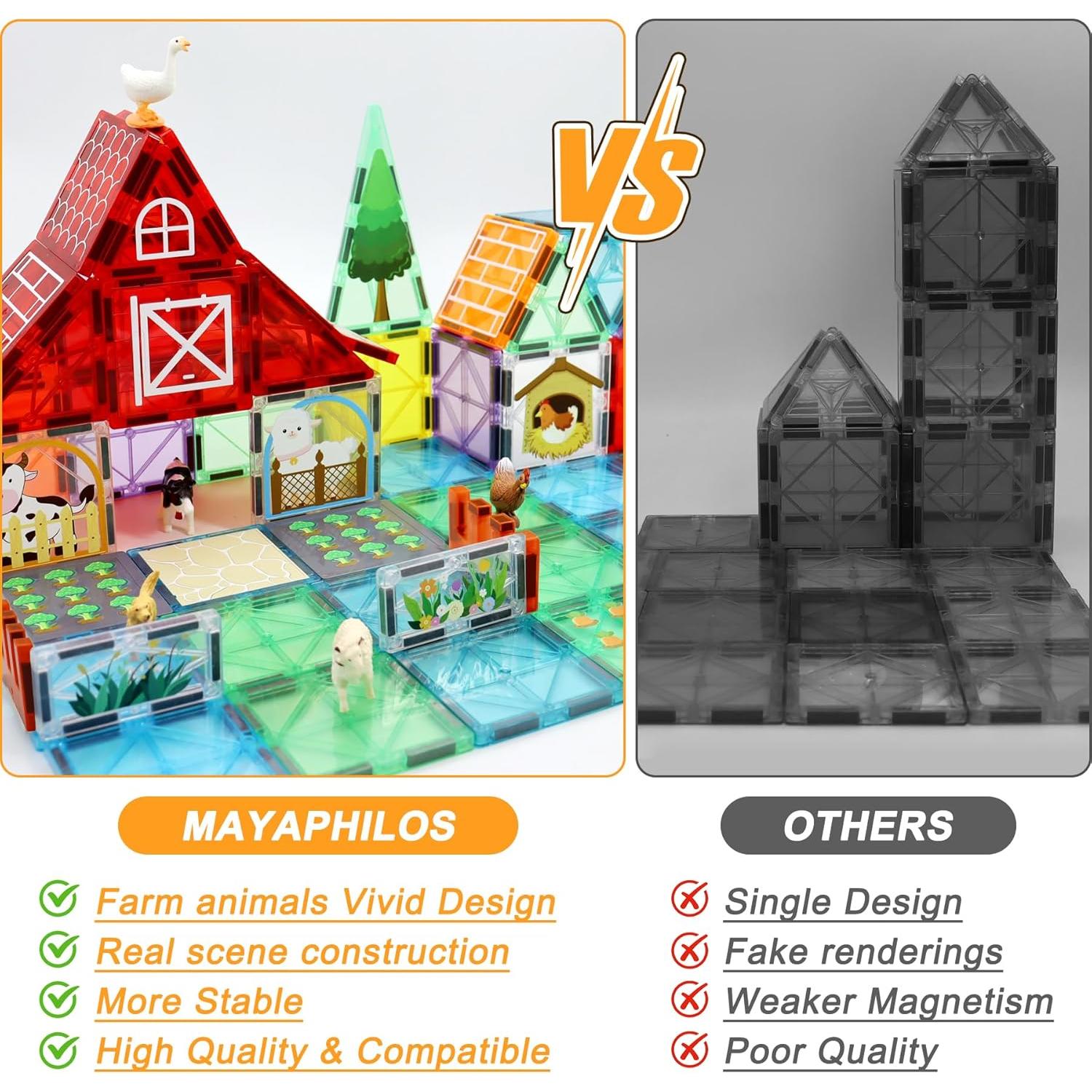 Bloques de Construcción Magnéticos MAYAPHILOS 76 PCS Animales