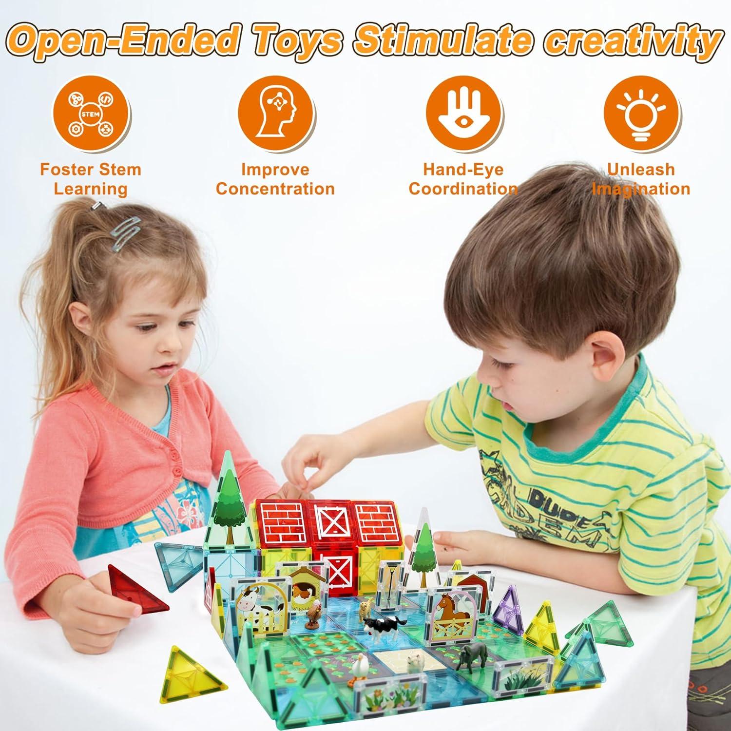 Bloques de Construcción Magnéticos MAYAPHILOS 76 PCS Animales