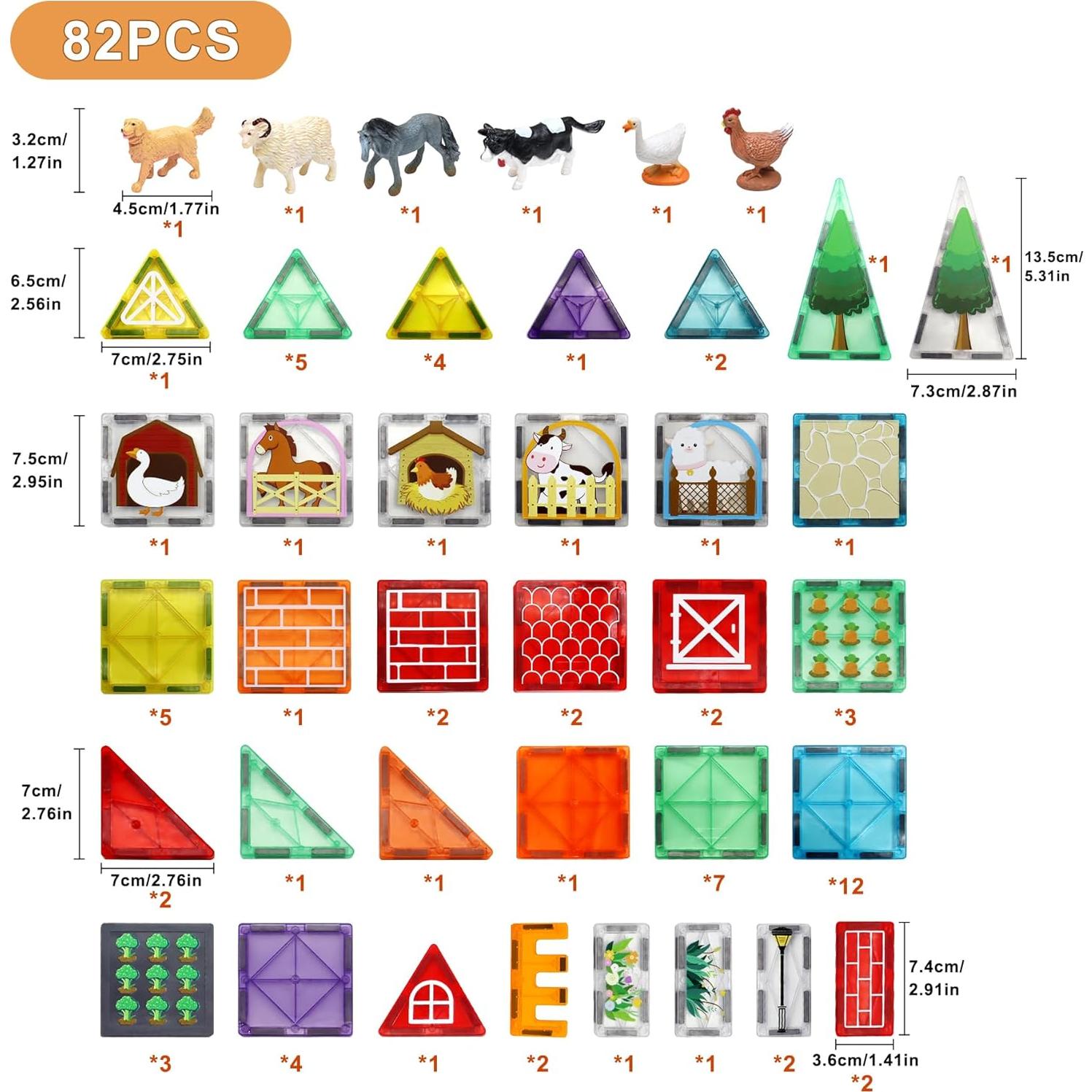 Bloques de Construcción Magnéticos MAYAPHILOS 76 PCS Animales