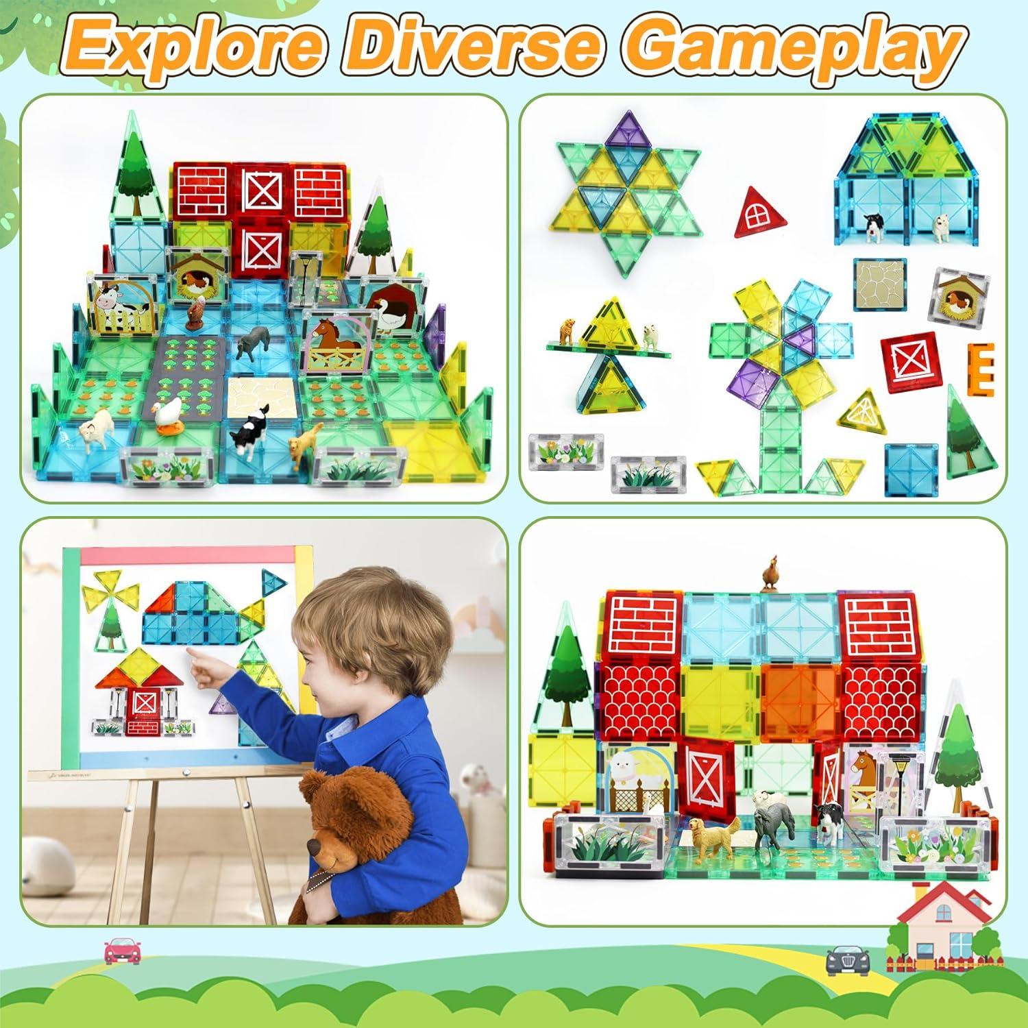 Bloques de Construcción Magnéticos MAYAPHILOS 76 PCS Animales