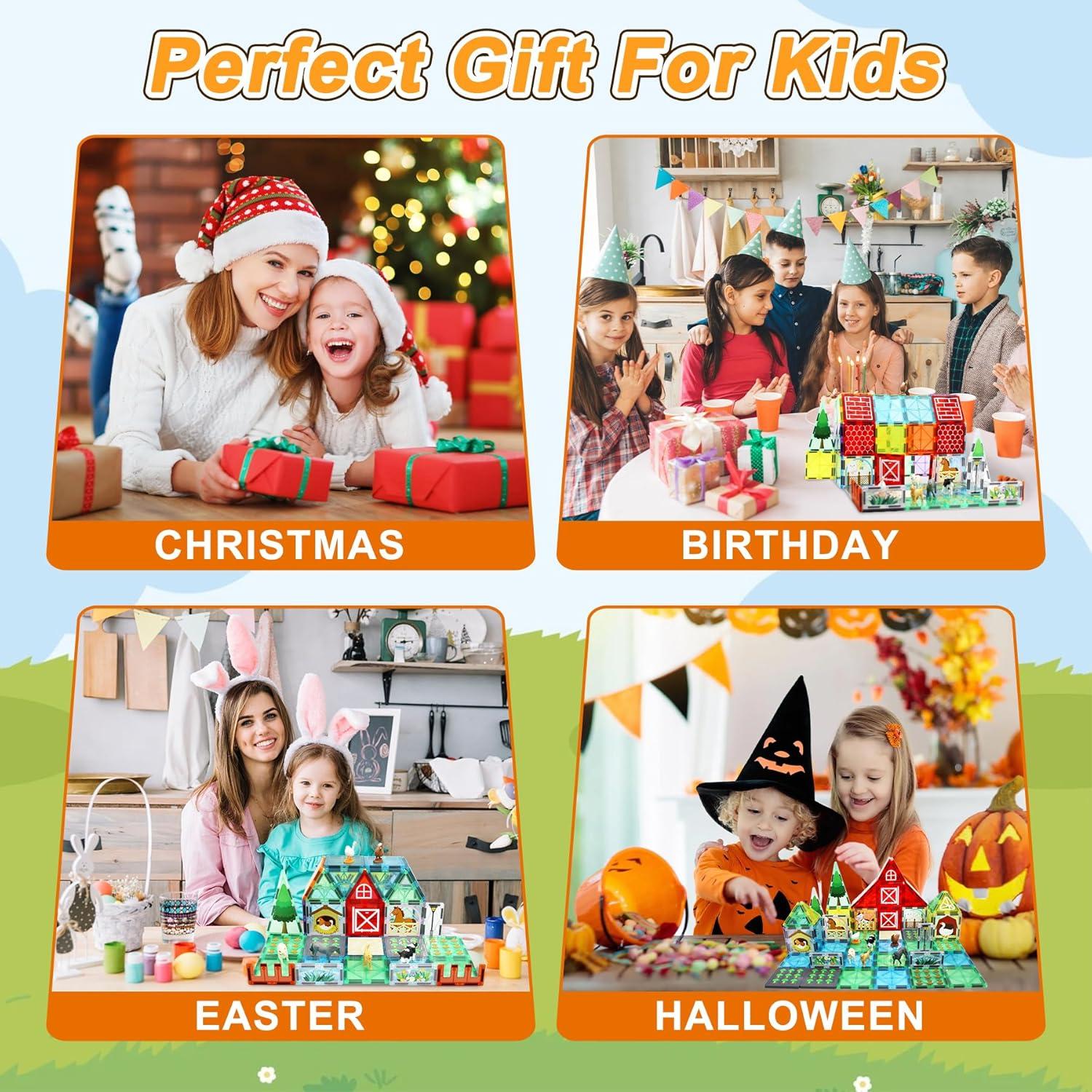 Bloques de Construcción Magnéticos MAYAPHILOS 76 PCS Animales