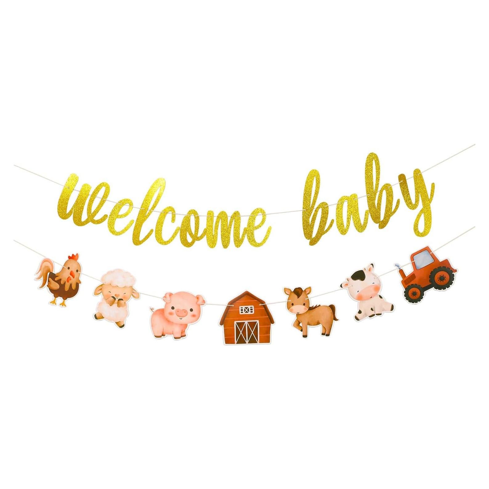 Banner de Baby Shower Animales de Granja XSL 203 cm