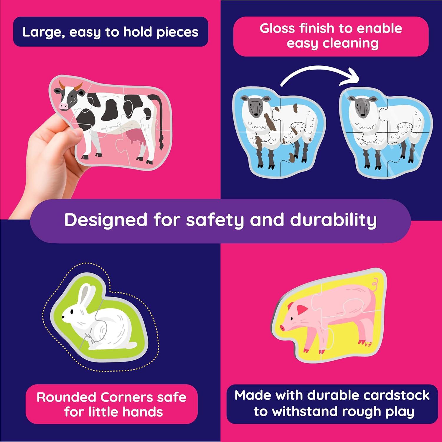 Rompecabezas Montessori Yuno - Animales de Granja, 12 Piezas