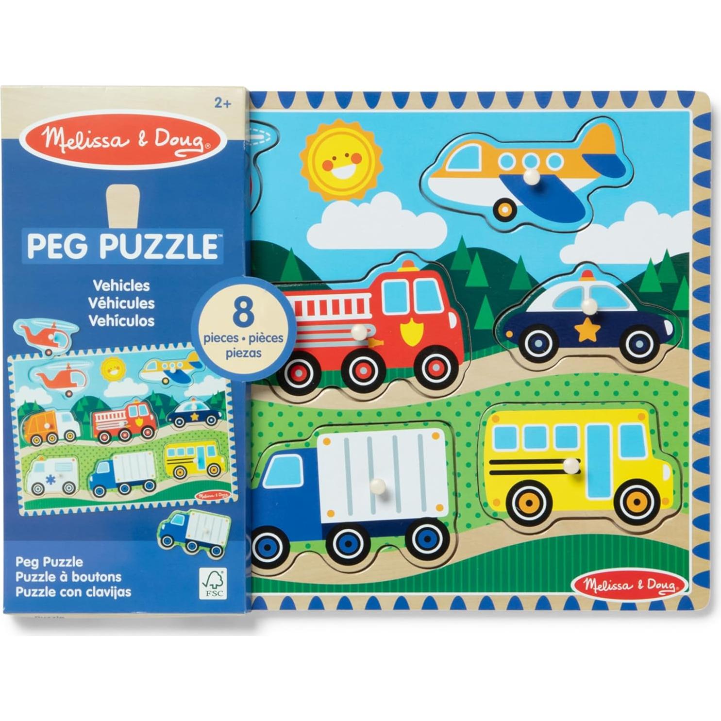 Rompecabezas de Madera Melissa & Doug Vehículos 8 Piezas