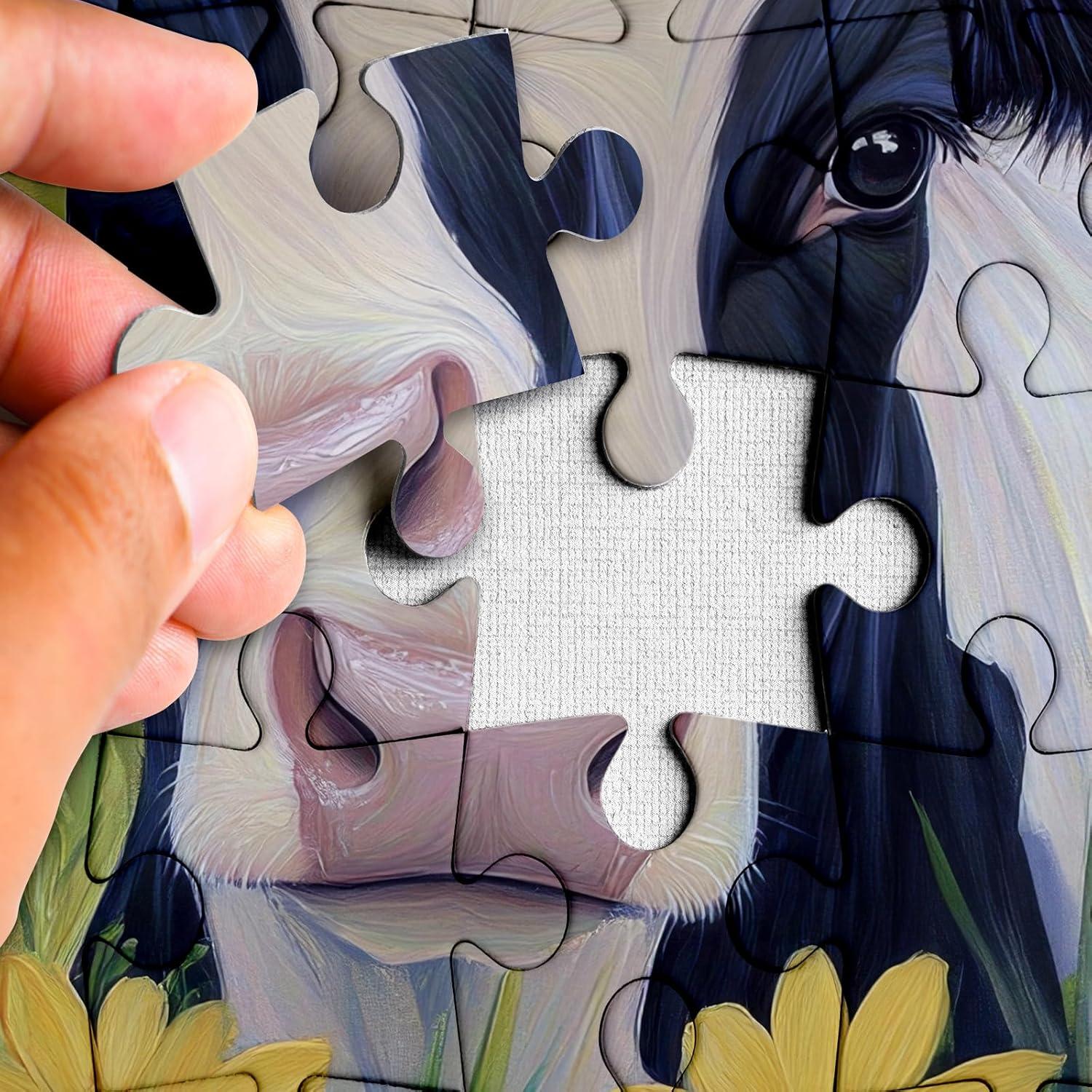 Rompecabezas de 1000 Piezas Larkipuzz Vaca Girasol Naturaleza