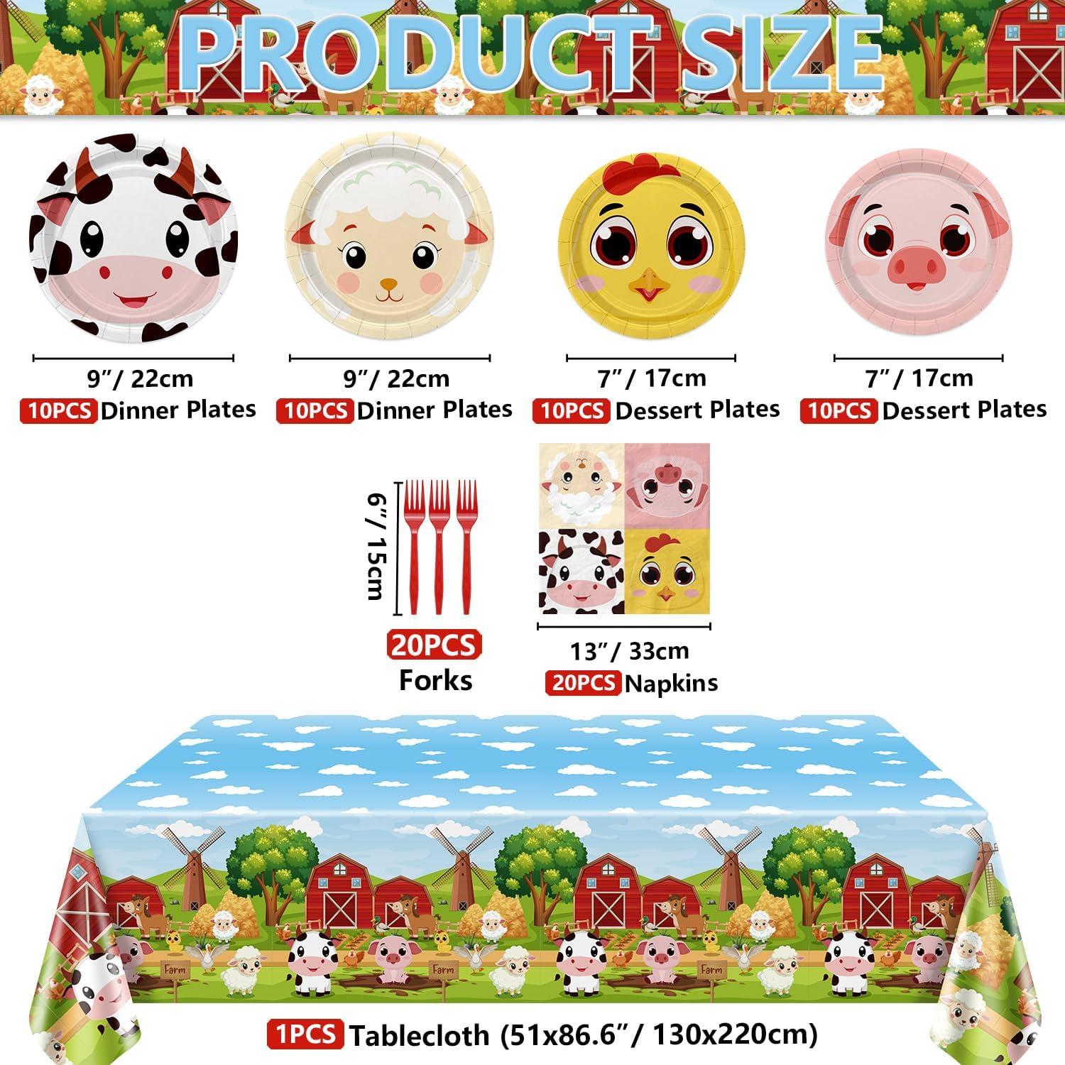 Juego de Platos de Cumpleaños de Granja APUXXJUPA para 20 Invitados