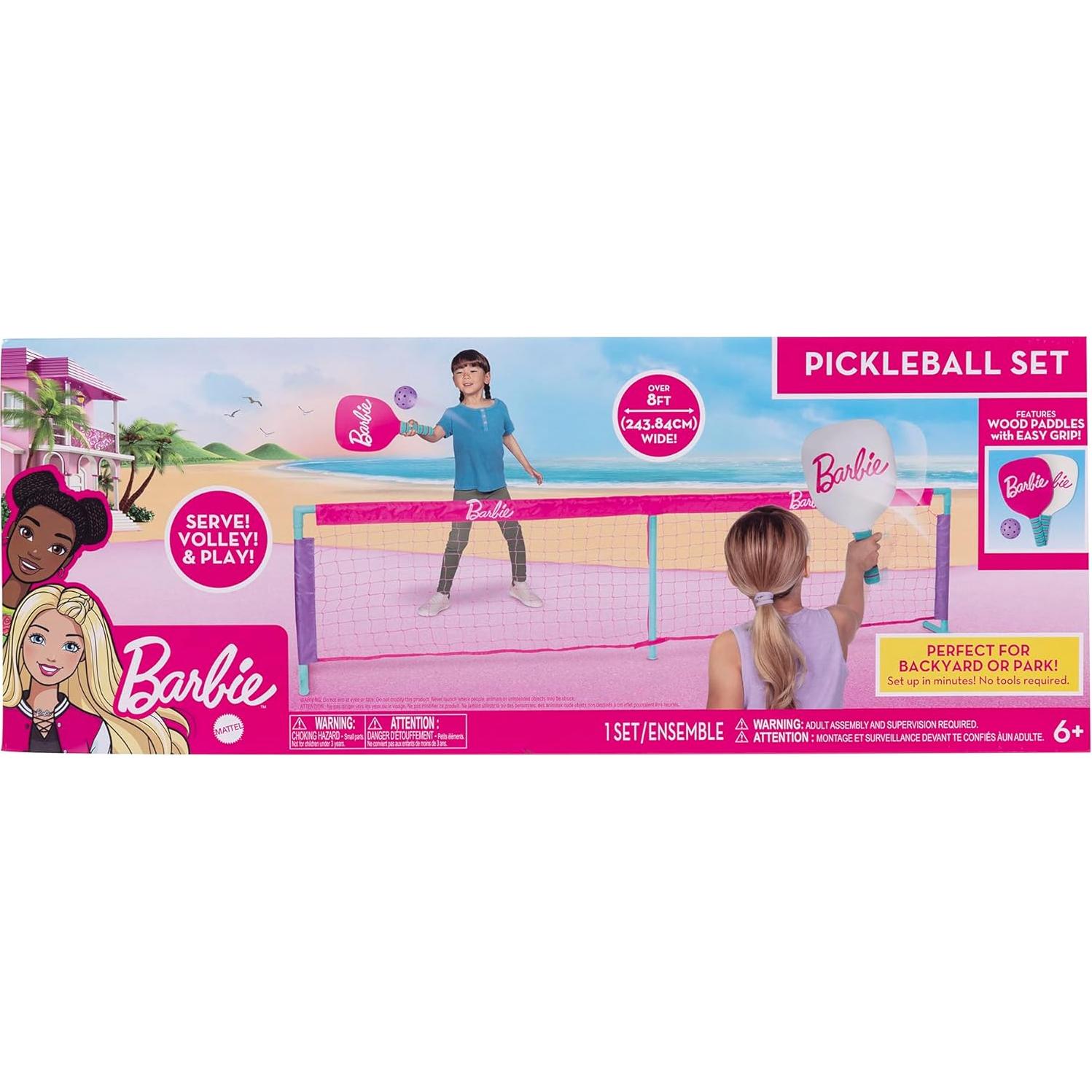 Conjunto de Pickleball Barbie - 2 Palas, 1 Pelota y Red