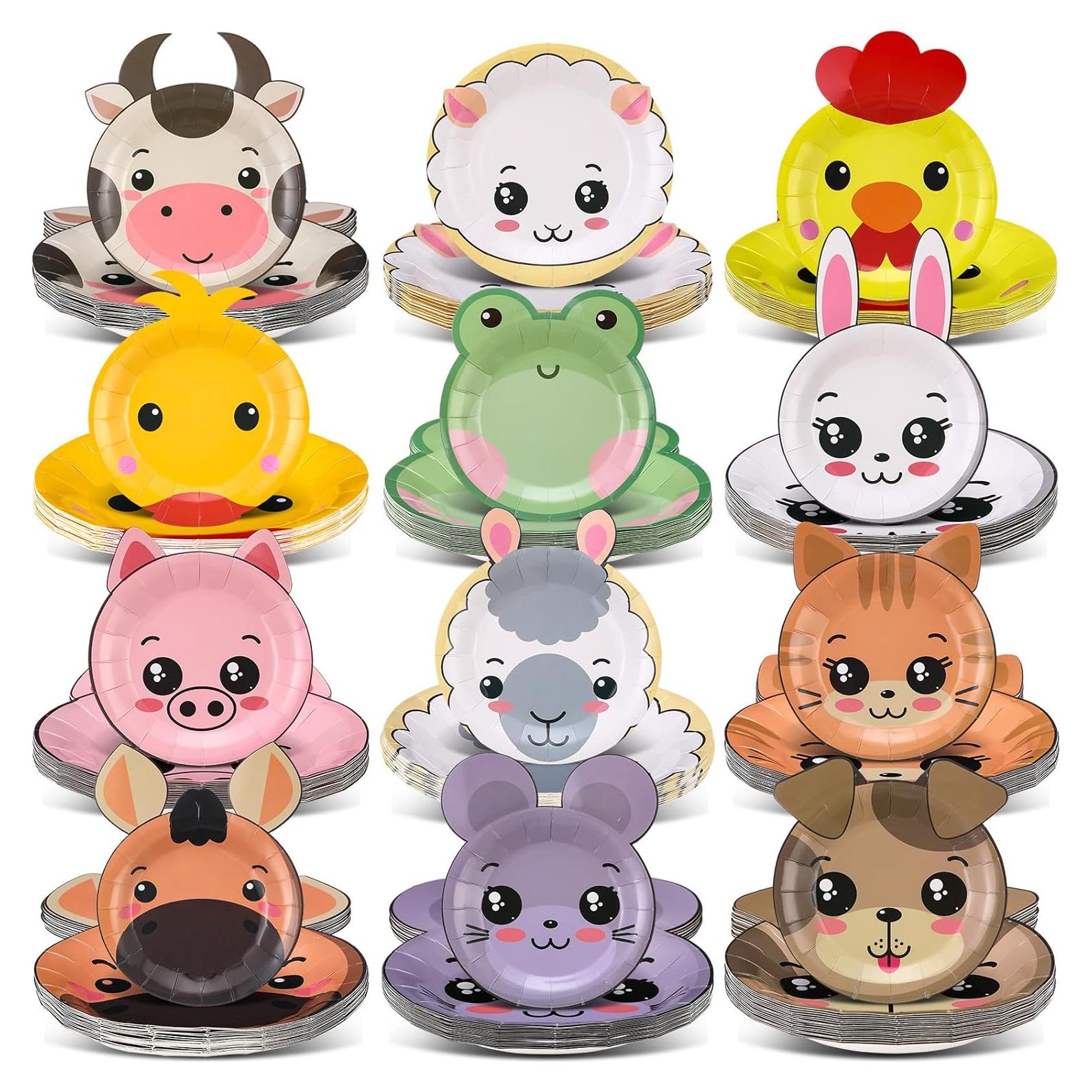 Platos de Papel Desechables Zhehao 120pcs 17.78cm Animales Granja