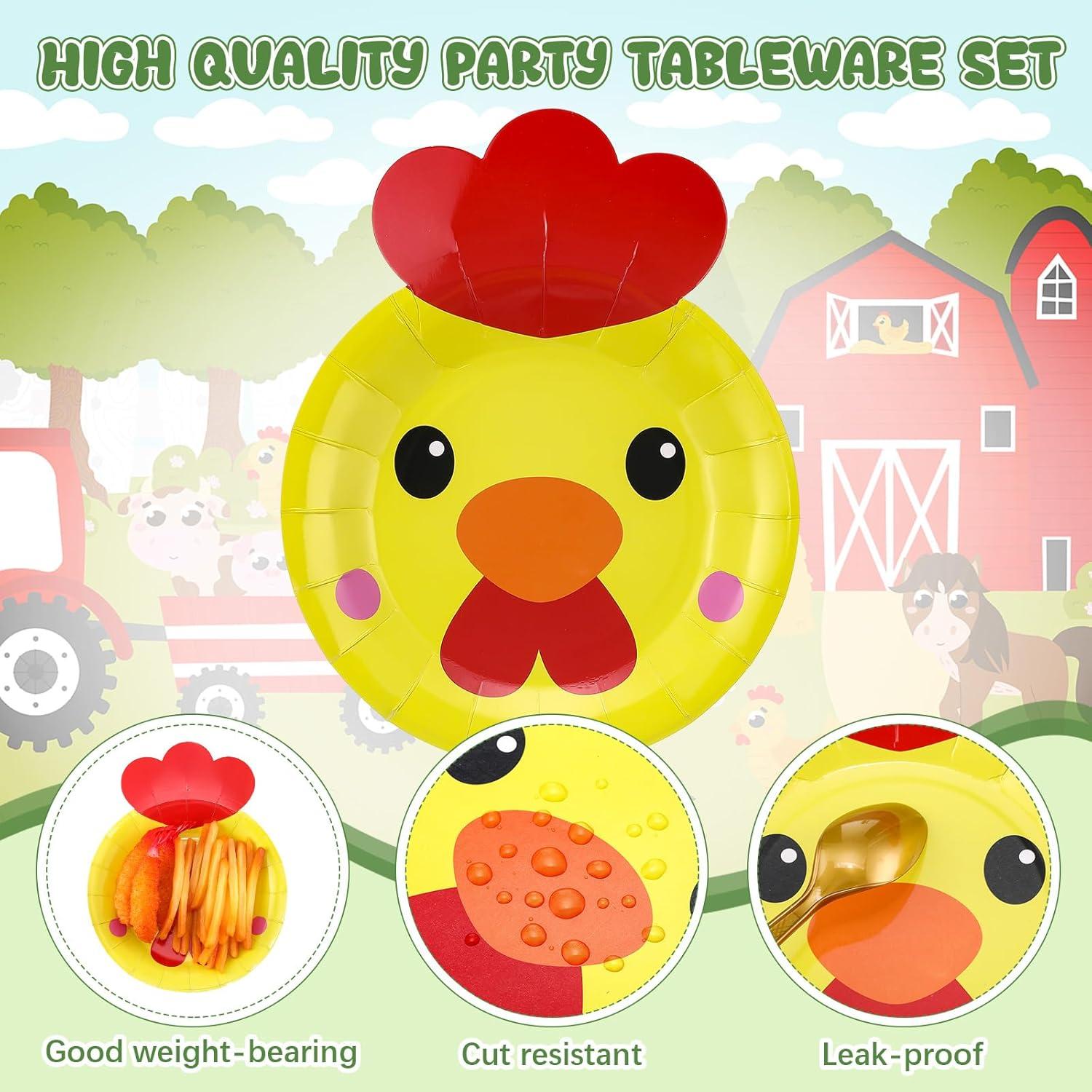 Platos de Papel Desechables Zhehao 120pcs 17.78cm Animales Granja