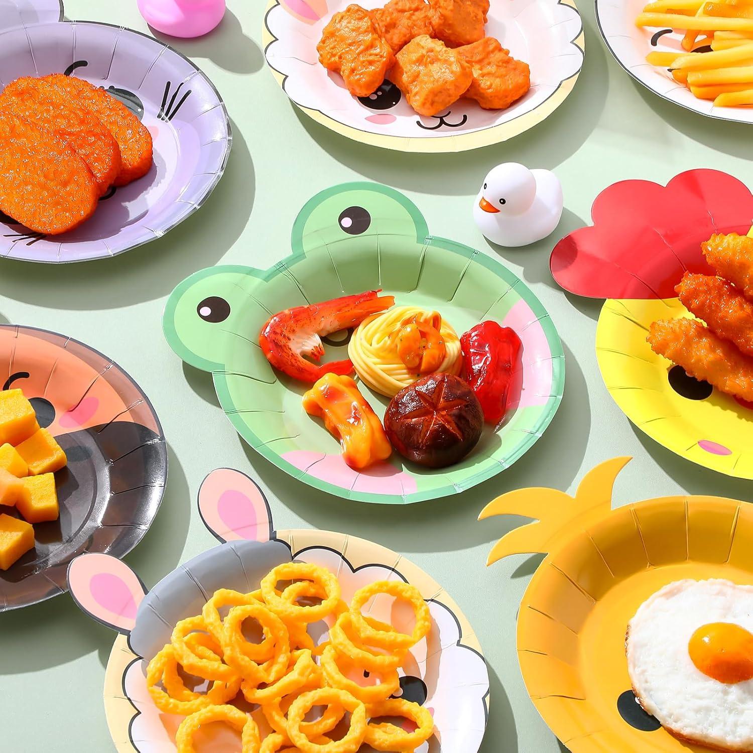 Platos de Papel Desechables Zhehao 120pcs 17.78cm Animales Granja