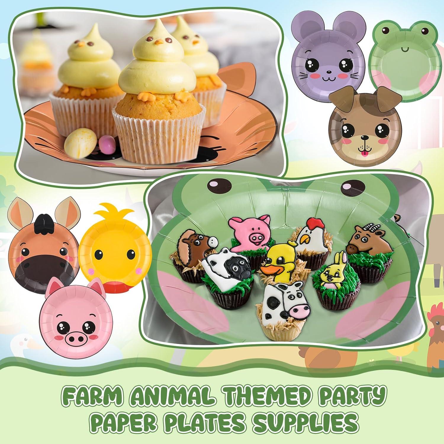 Platos de Papel Desechables Zhehao 120pcs 17.78cm Animales Granja