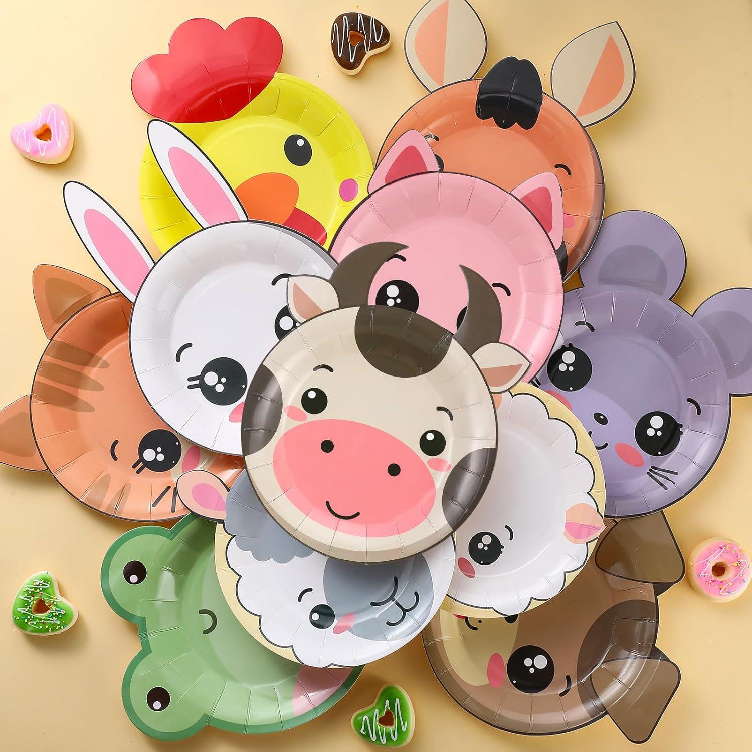 Platos de Papel Desechables Zhehao 120pcs 17.78cm Animales Granja