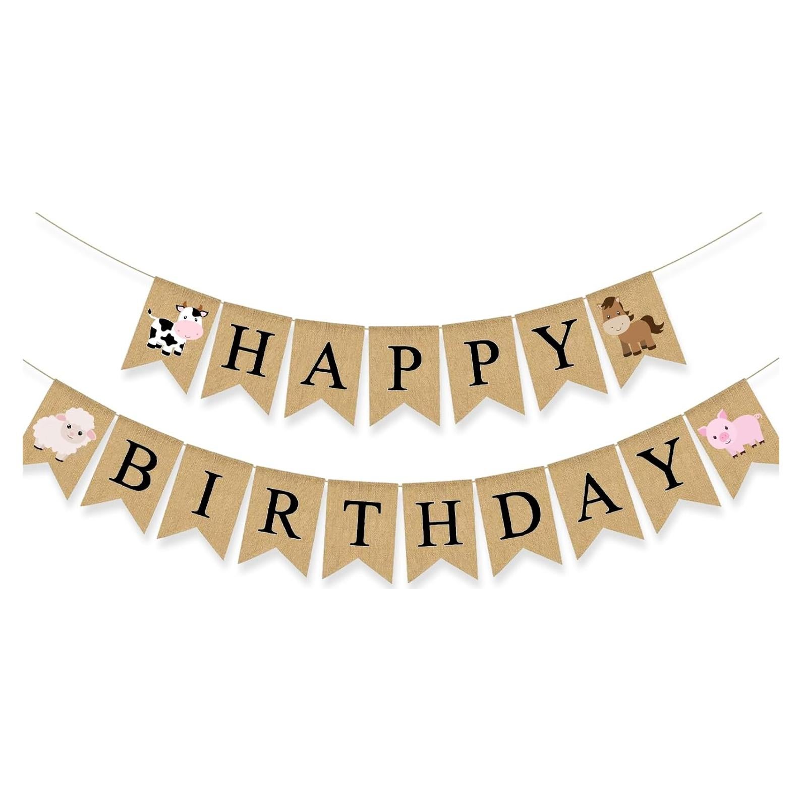 Banner de Cumpleaños de Animales de Granja Gankbite 17x13.5 cm