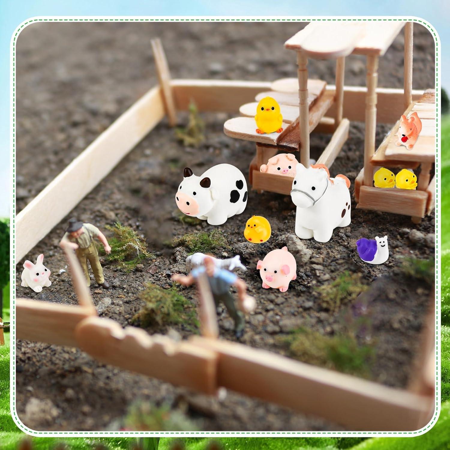 50 Figuras de Animales de Granja de Resina HSLCGF Miniatura