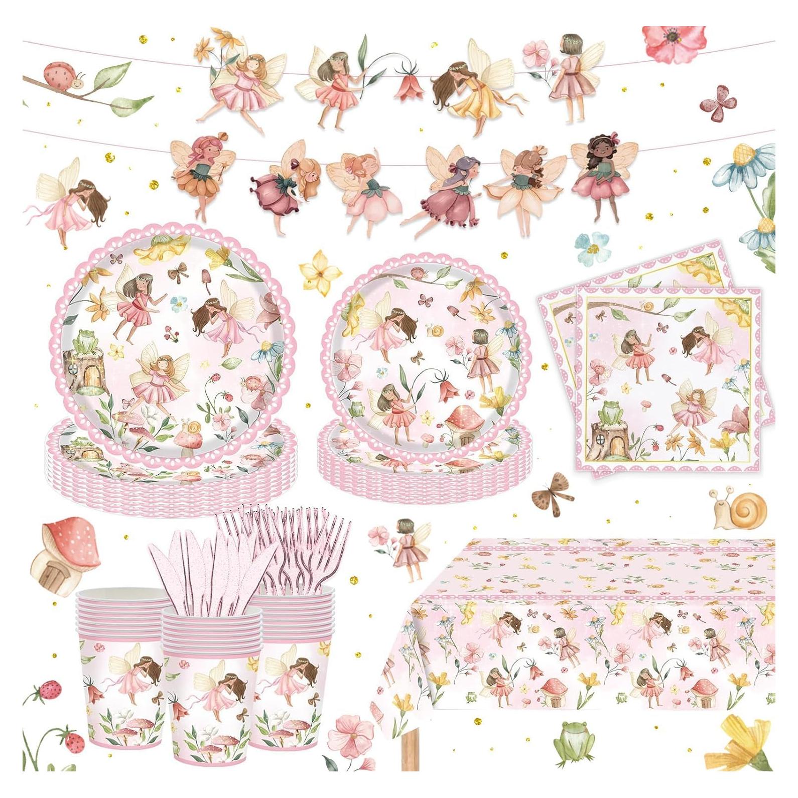 Kit de Fiesta de Hadas XUELIREN para 20 Invitados - Vajilla de Papel