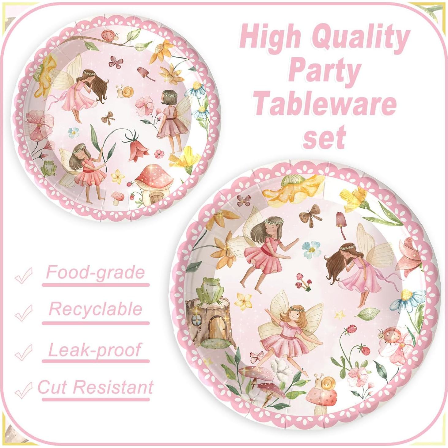 Kit de Fiesta de Hadas XUELIREN para 20 Invitados - Vajilla de Papel