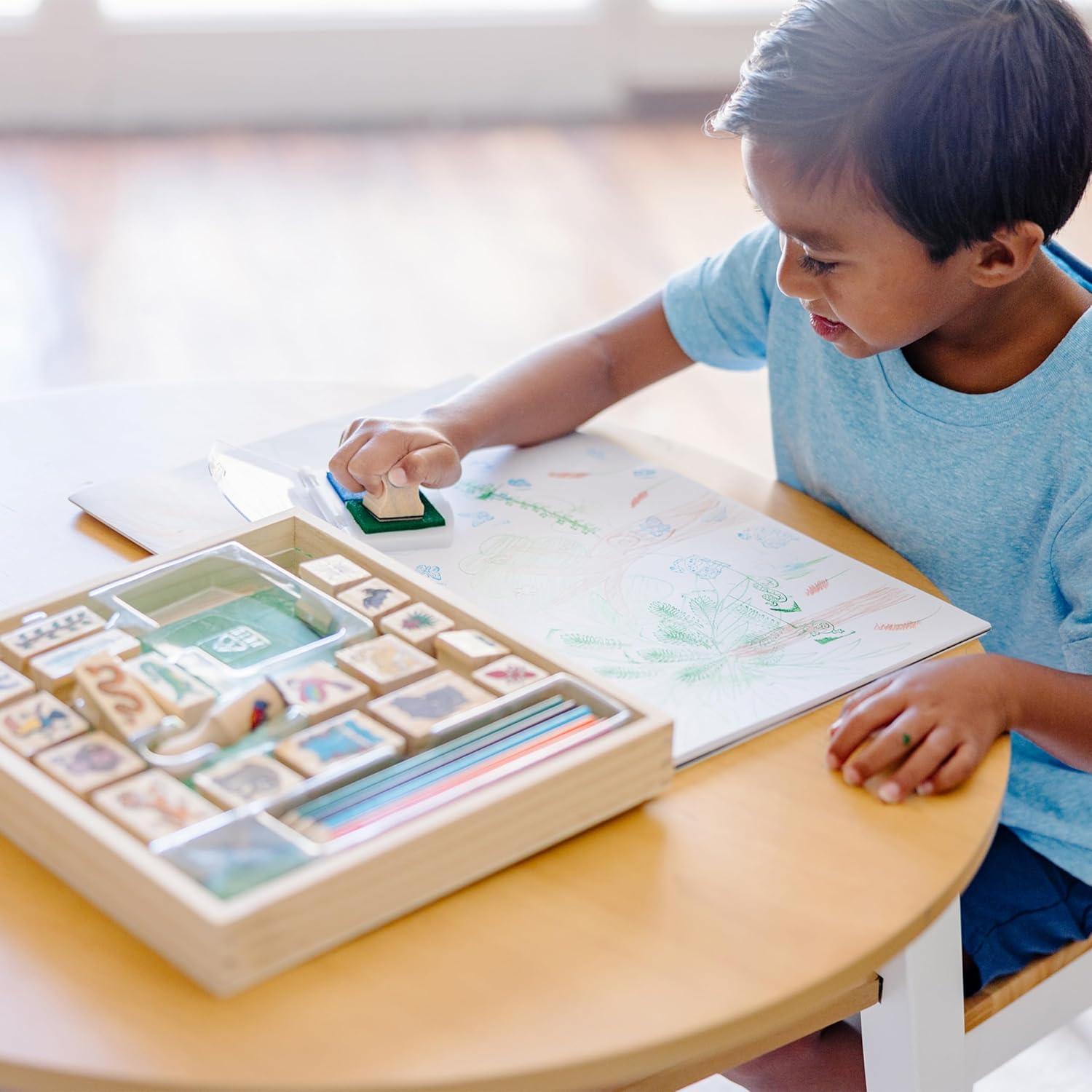 Juego de Sellos Melissa & Doug Selva - 20 Sellos de Madera