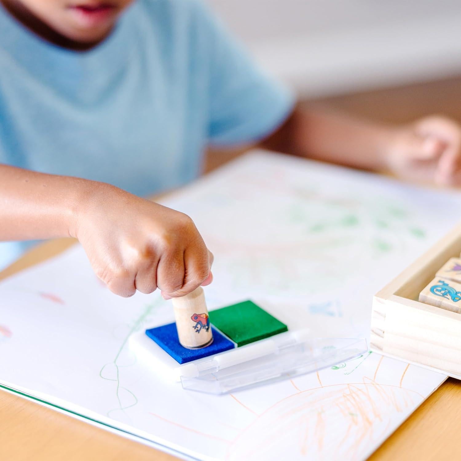 Juego de Sellos Melissa & Doug Selva - 20 Sellos de Madera