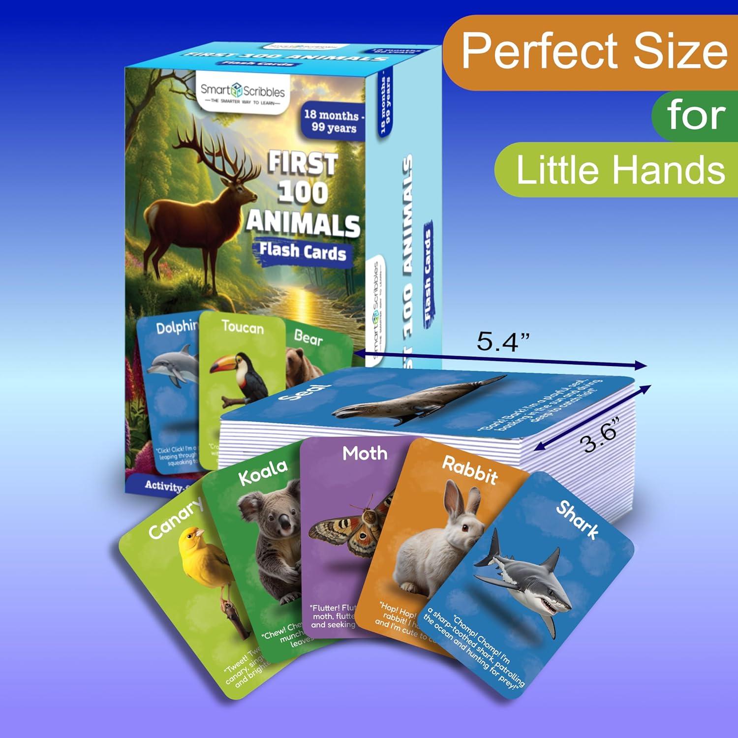 Tarjetas de Memoria Gruesas Smart Scribbles - Primeros 100 Animales