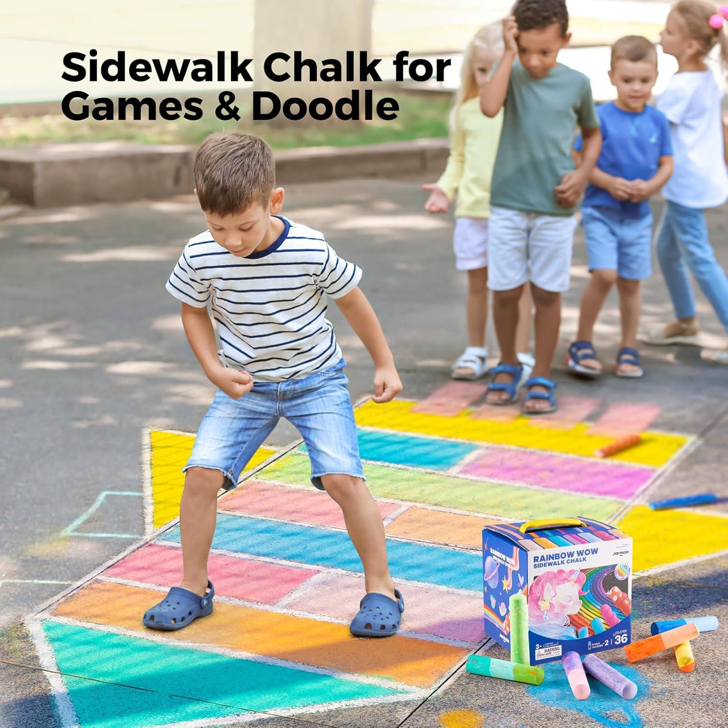 Jar Melo Tiza de Acera Jumbo 36 Colores Lavables para Niños