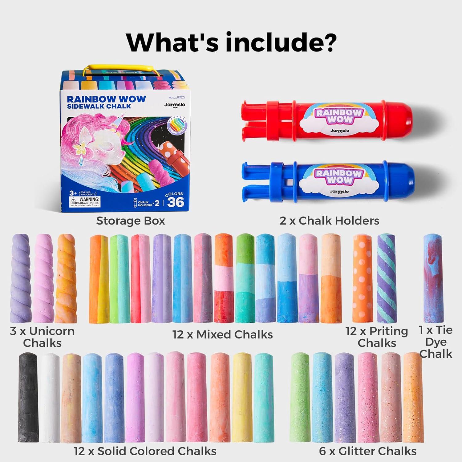 Jar Melo Tiza de Acera Jumbo 36 Colores Lavables para Niños