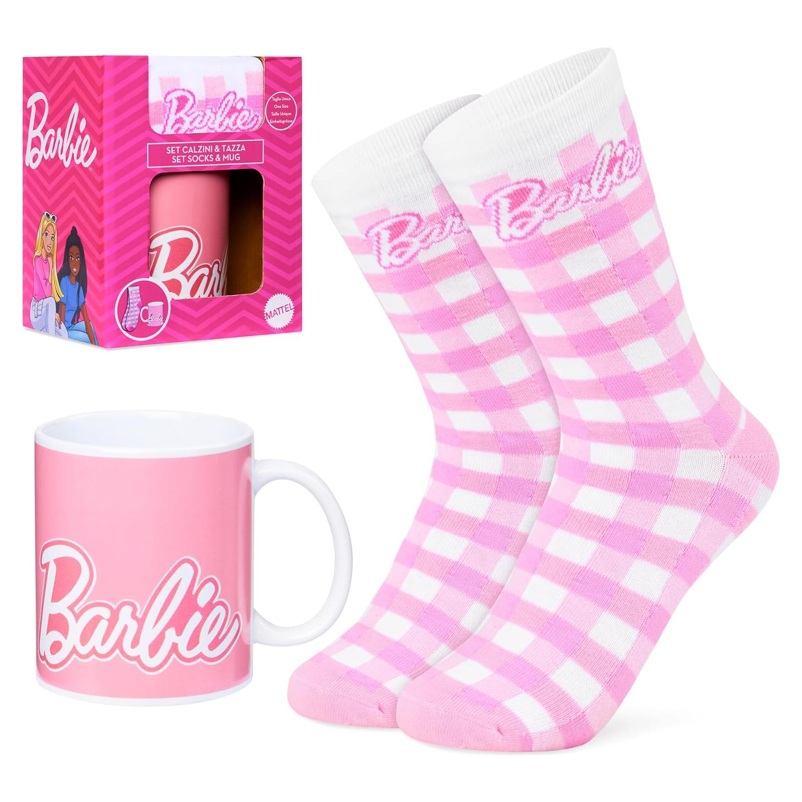 Juego de Taza y Calcetines Barbie Rosa - Regalo para Mujeres