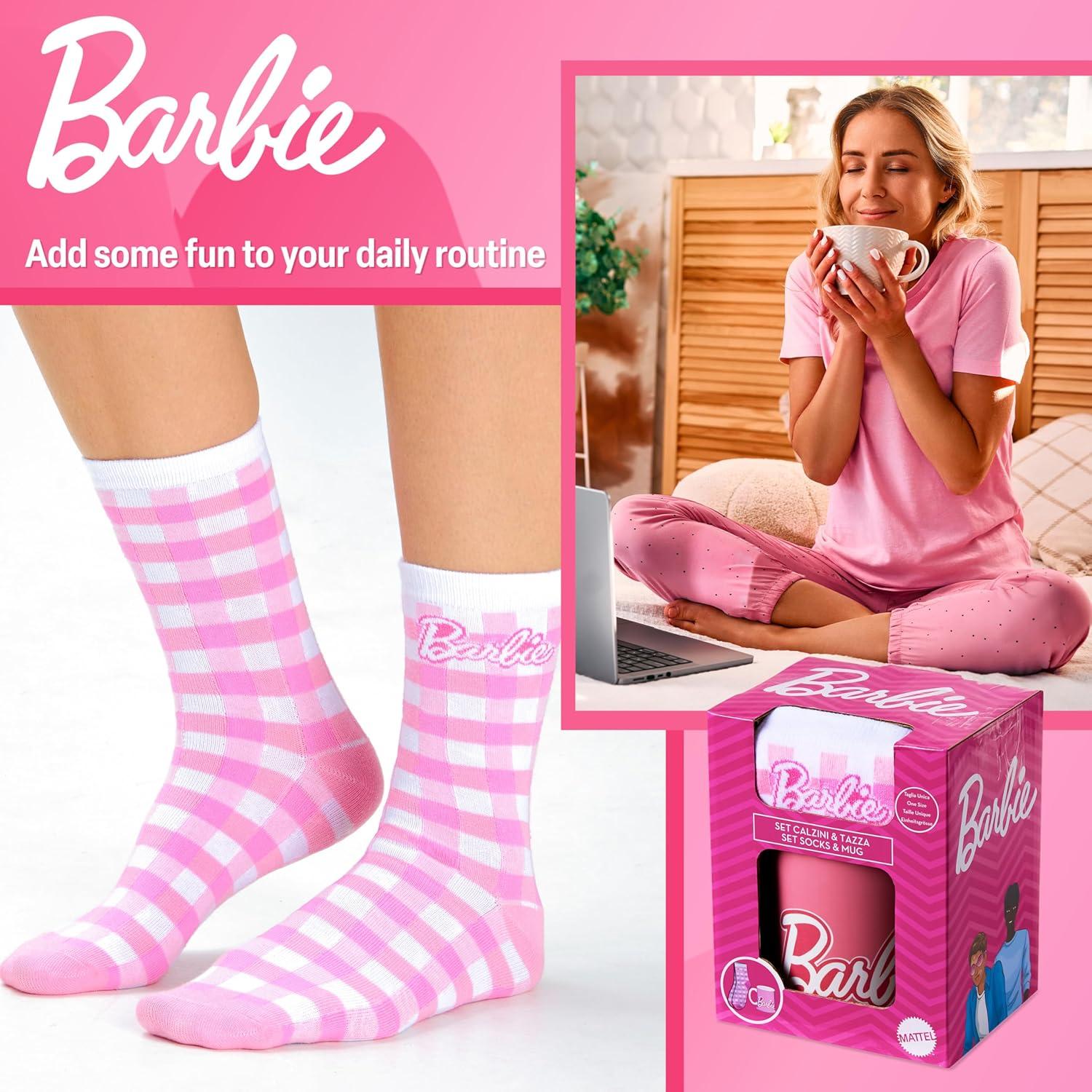 Juego de Taza y Calcetines Barbie Rosa - Regalo para Mujeres
