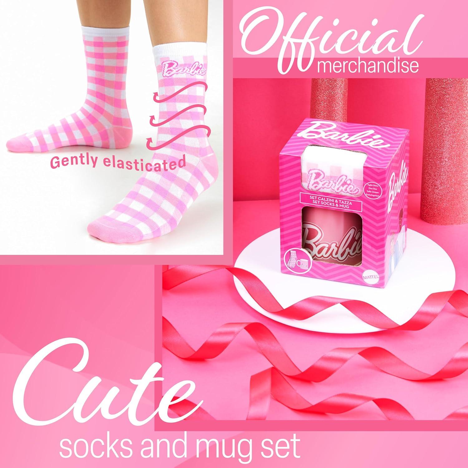 Juego de Taza y Calcetines Barbie Rosa - Regalo para Mujeres