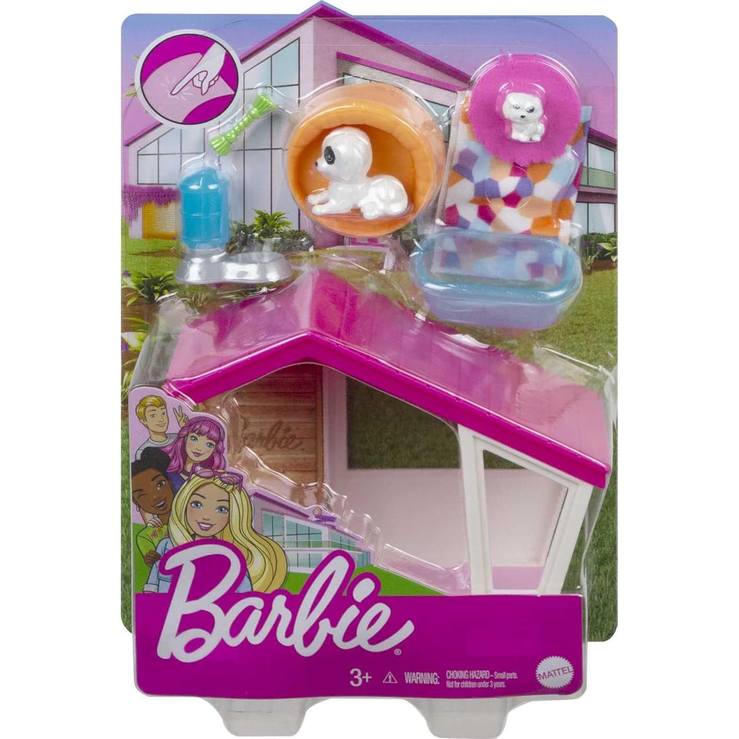 Mini conjunto de juego Barbie con 2 cachorros y accesorios