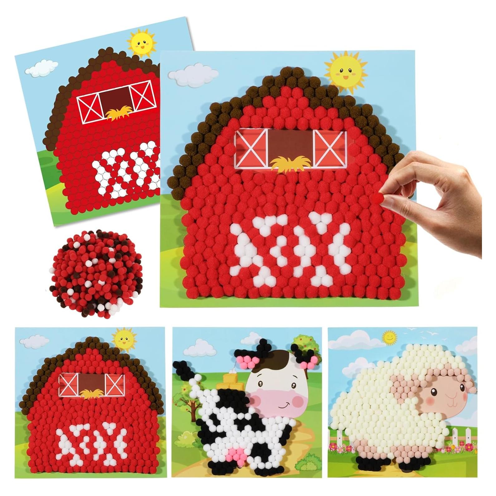 Conjunto de Arte DIY Pom Pom Animales de Granja Corner Lace
