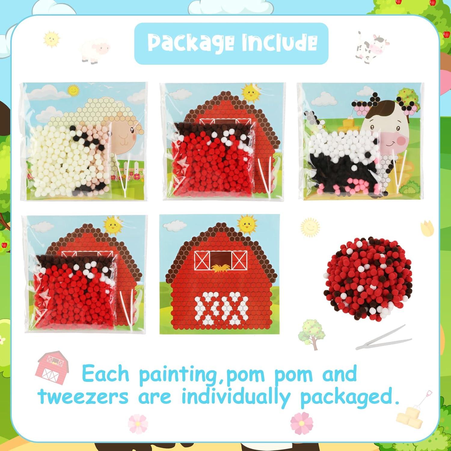 Conjunto de Arte DIY Pom Pom Animales de Granja Corner Lace